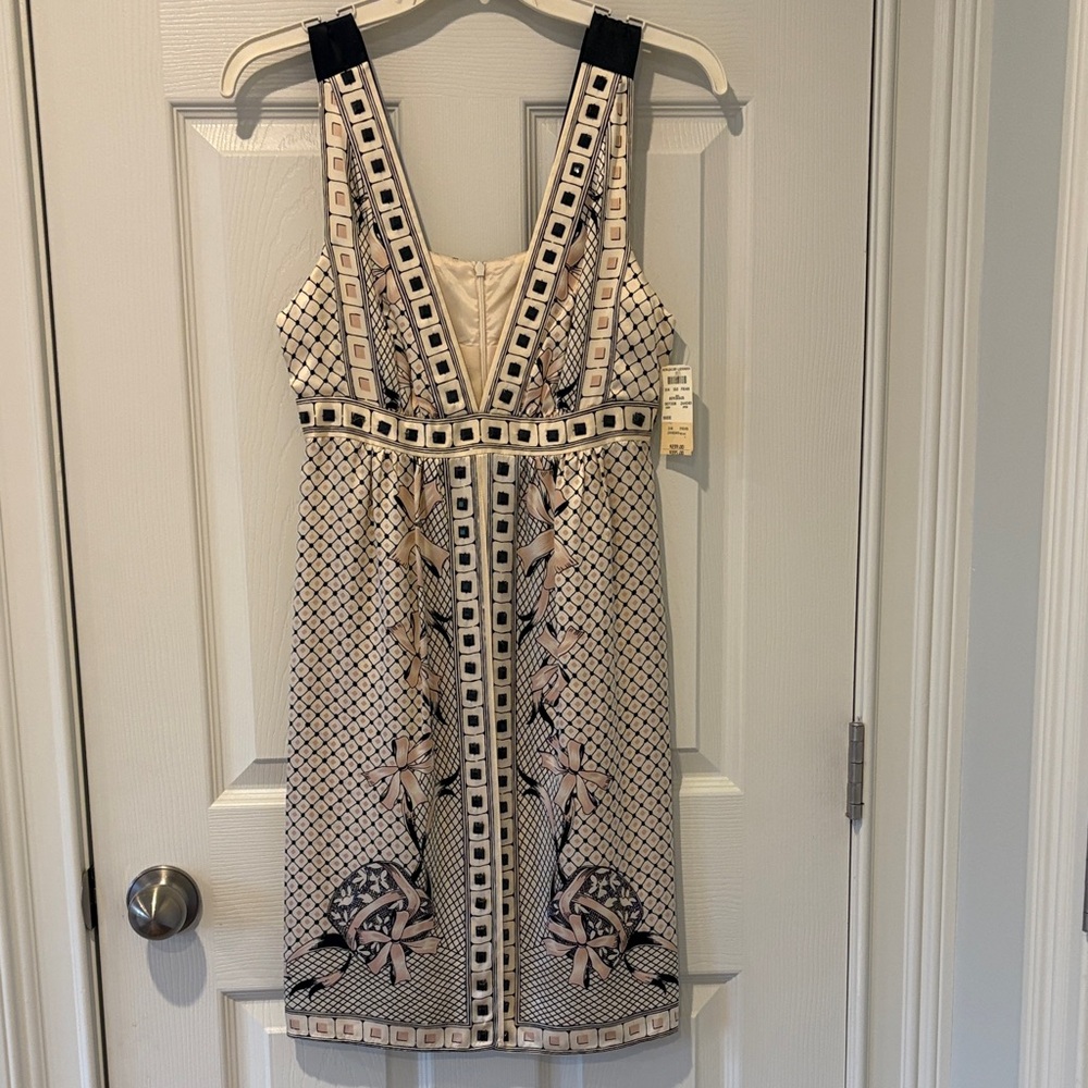 NWT Nanette Lepore Black and Cream Patterned Mini Dress